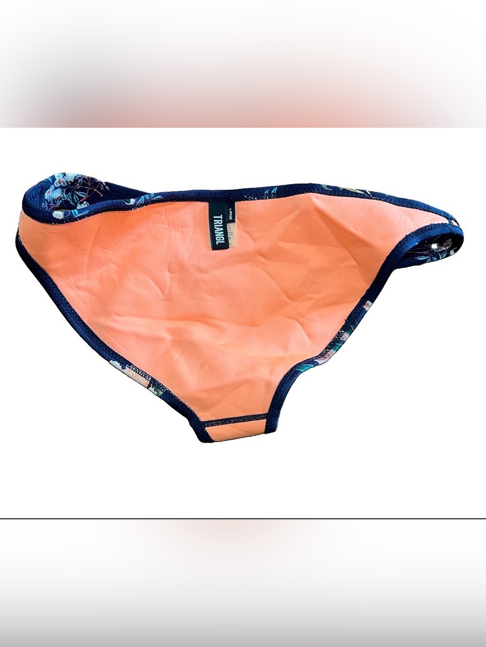 Triangl Women’s Navy Blue Peach Floral Neoprene Cheeky Bikini Bottoms Size L - Picture 7 of 7
